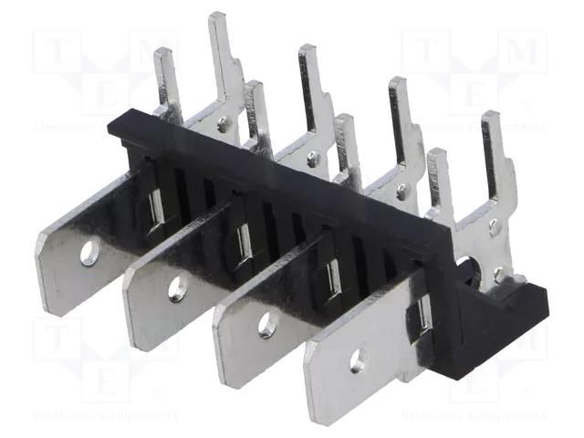 Terminal: spade terminal strip; 6.3mm; THT; 250V; angled 90°; 12A XINYA ST-LK-4