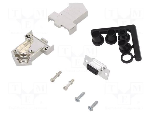 Connector: D-Sub; PIN: 9; plug; female; soldering; for cable; black ENCITECH D45NT09-M-DMS-K