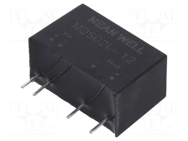Converter: DC/DC; 2W; Uin: 4.5÷5.5VDC; Uout: 12VDC; Iout: 167mA; SIP7 MEAN WELL MDS02L-12