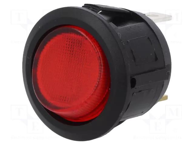 ROCKER; SPST; Pos: 2; ON-OFF; 20A/14VDC; red; LED; R13-112-DC; 14V SCI R13-112B-02-BR