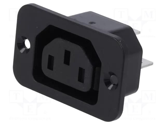 Connector: AC supply; socket; female; 10A; 250VAC; C13 (F) SCHURTER 4721.0000