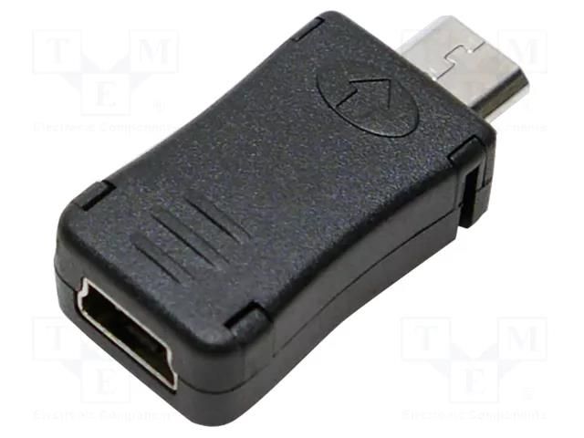 Adapter; USB 2.0; USB B micro plug,USB mini 5pin socket; black LOGILINK AU0010