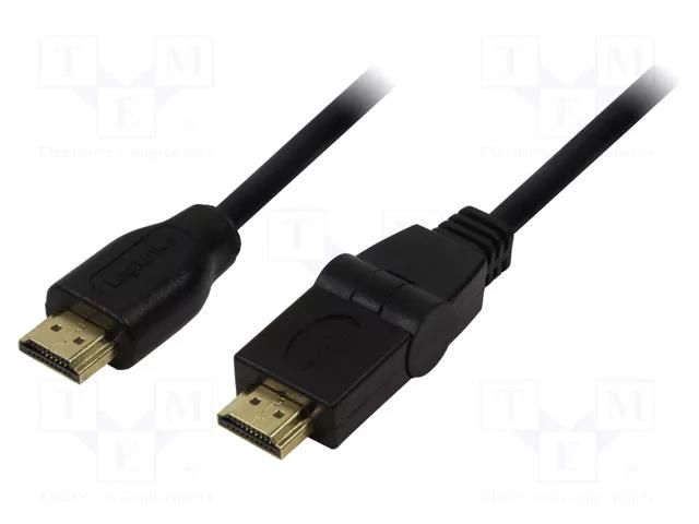 Cable; HDMI plug,HDMI plug movable ±90°; 1.8m; black; HDMI 1.4 LOGILINK CH0052