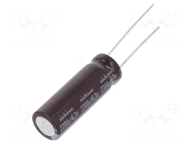 Capacitor: electrolytic; low ESR; THT; 2200uF; 6.3VDC; Ø10x30.5mm NICHICON UPM0J222MPD