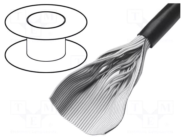 Wire: ribbon; round; 1.27mm; stranded; Cu; unshielded; PVC; black 3M 3759-100-34