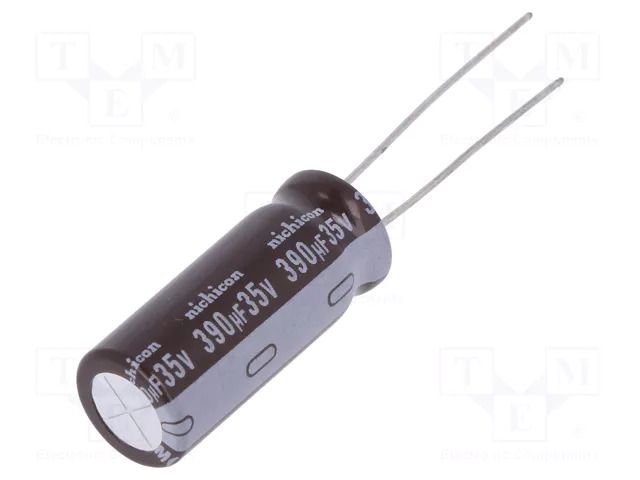 Capacitor: electrolytic; low ESR; THT; 390uF; 35VDC; Ø10x25mm; ±20% NICHICON UPM1V391MPD