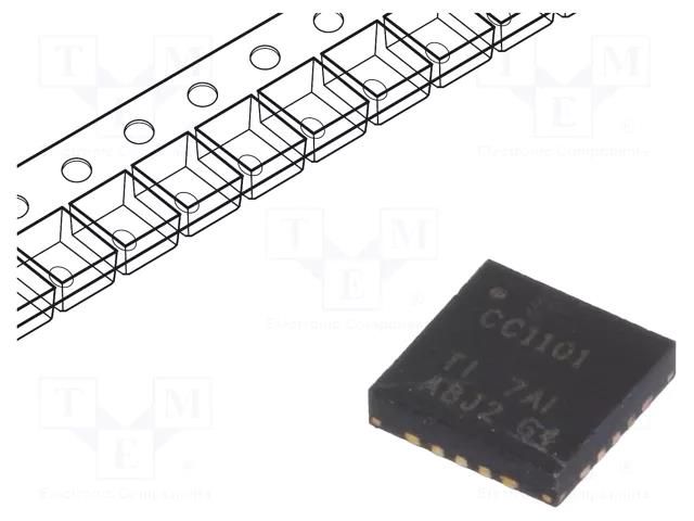 IC: RF transceiver; 600kbps; 1.8÷3.6VDC; SPI; SMD; QFN20 TEXAS INSTRUMENTS CC1101RGPT