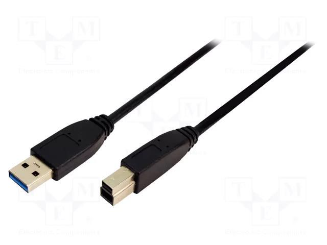 Cable; USB 3.0; USB A plug,USB B plug; nickel plated; 3m; black LOGILINK CU0025