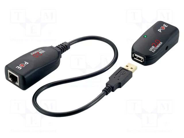 USB extender; PoE,USB 2.0; black; extender via cable Ethernet LOGILINK UA0207