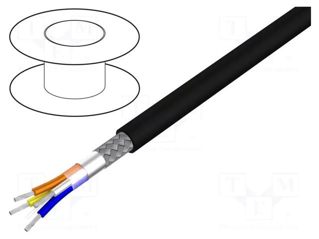 Wire; Alpha Essential Flexing Ethernet,S/FTP; 4x22AWG; 5e; Cu ALPHA WIRE 74007-BK002