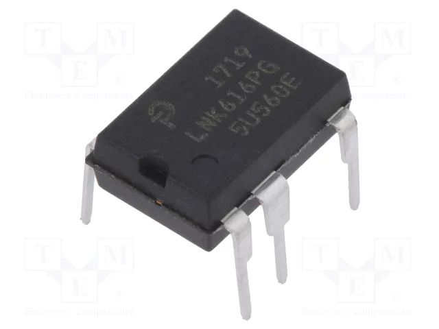 IC: PMIC; AC/DC switcher,SMPS controller; Uin: 85÷265V; DIP-8C POWER INTEGRATIONS LNK616PG