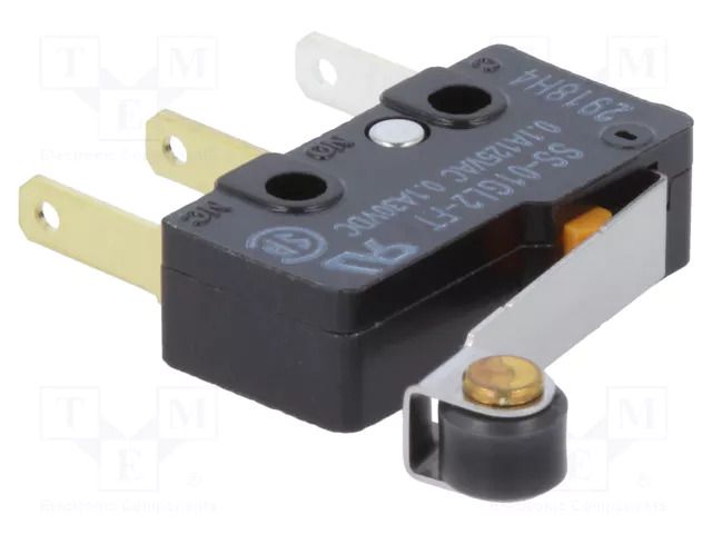 Microswitch SNAP ACTION; 0.1A/125VAC; 0.1A/30VDC; SPDT; ON-(ON) OMRON Electronic Components SS-01GL2-FT