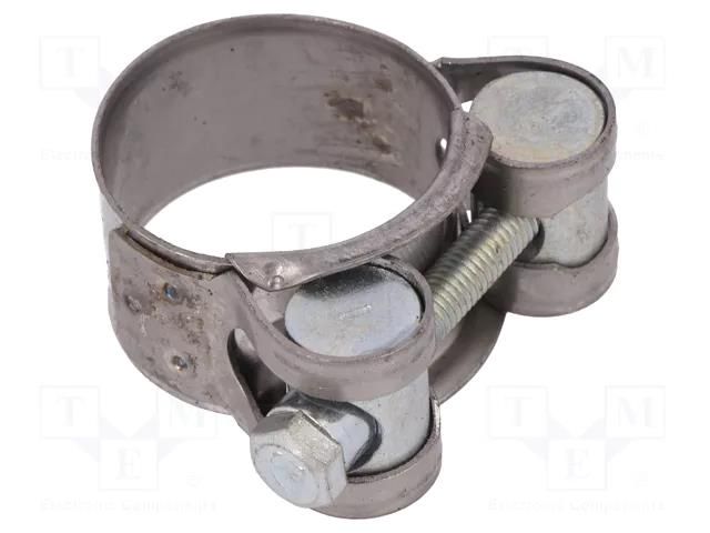 T-bolt clamp; W: 18mm; Clamping: 26÷28mm; chrome steel AISI 430; S MPC INDUSTRIES MPC-S2026
