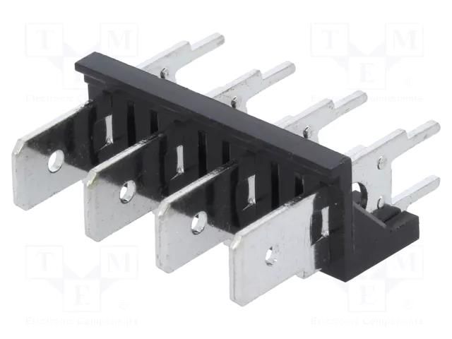 Terminal: spade terminal strip; 6.3mm; THT; 250V; straight; ways: 4 XINYA ST-LP-4