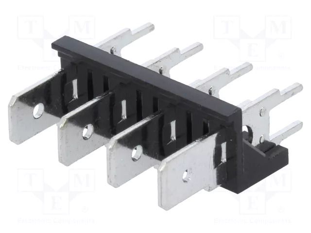 Terminal: spade terminal strip; 6.3mm; THT; 250V; straight; ways: 4 XINYA ST-LP-4