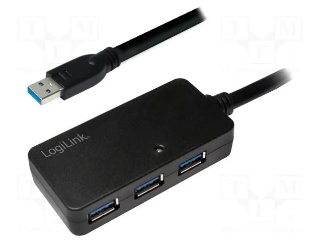 Repeater USB; USB 3.0; USB A socket x4,USB A plug; 10m LOGILINK UA0262