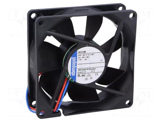 Fan: DC; axial; 24VDC; 80x80x25mm; 79m3/h; 37dBA; ball; 3600rpm EBM-PAPST 8414NH