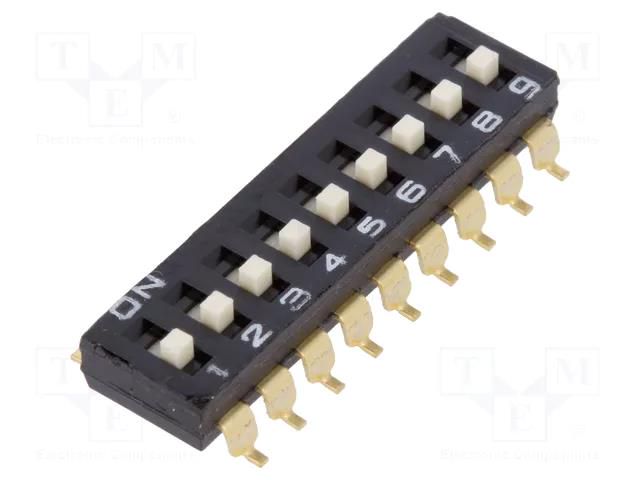 Switch: DIP-SWITCH; Poles number: 9; ON-OFF; 0.025A/24VDC; Pos: 2 OMRON Electronic Components A6S-9104-H