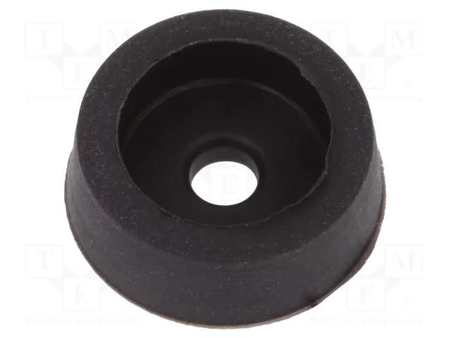 Foot; H: 5mm; black; ABS; Dim: Ø14mm; Ømount.hole: 2.9mm MASZCZYK KM-FI1-BK-ABS