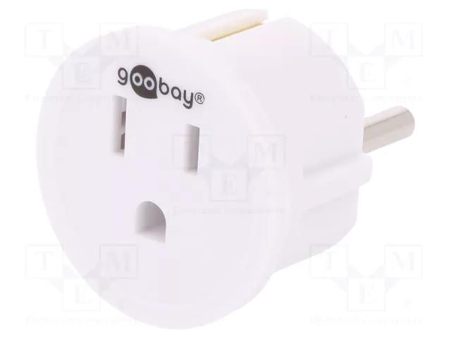 Adapter; Plug: with earthing; Colour: white Goobay PLUG-45351