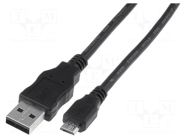 Cable; USB 2.0; USB A plug,USB B micro plug; nickel plated; 3m DIGITUS AK-300110-030-S