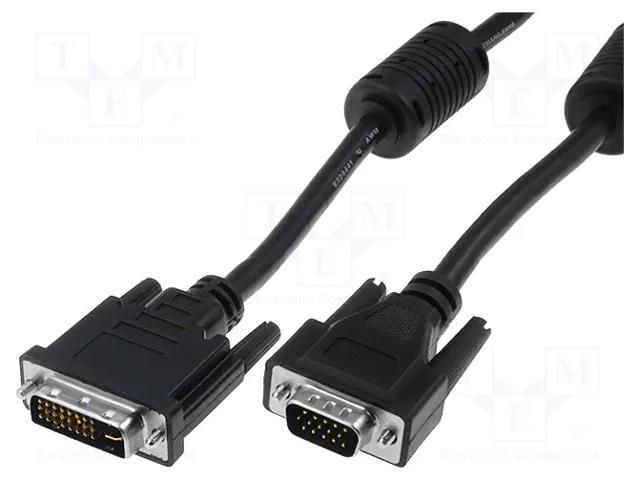 Cable; D-Sub 15pin HD plug,DVI-I (24+5) plug; 2m; black DIGITUS AK-320300-020-S