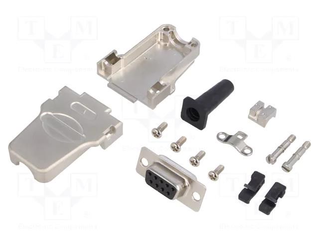 Connector: D-Sub; PIN: 9; plug; female; soldering; for cable; black ENCITECH DTZF09-DBS-K