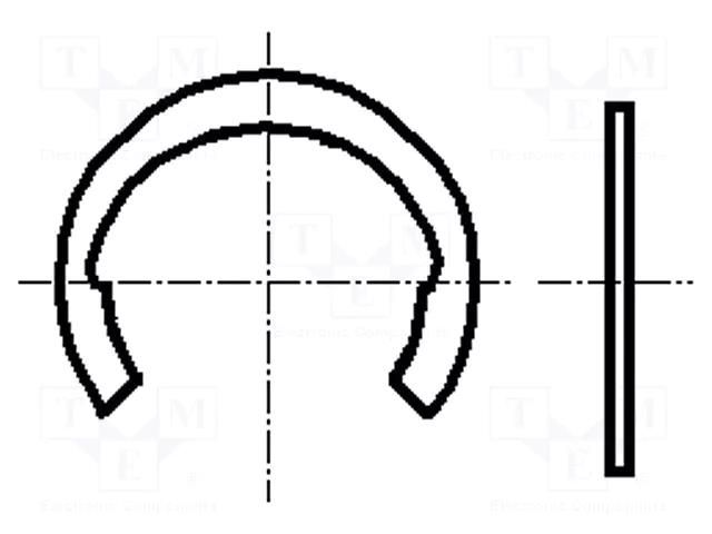 Circlip; spring steel; Shaft dia: 12mm; BN 831; Ring: external BOSSARD B12/BN831