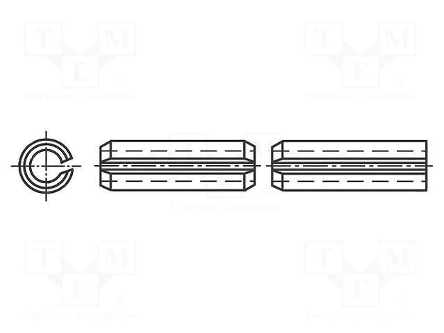 Springy stud; stainless steel; BN 337; Ø: 2mm; L: 5mm; DIN 1481 BOSSARD B2X5/BN337