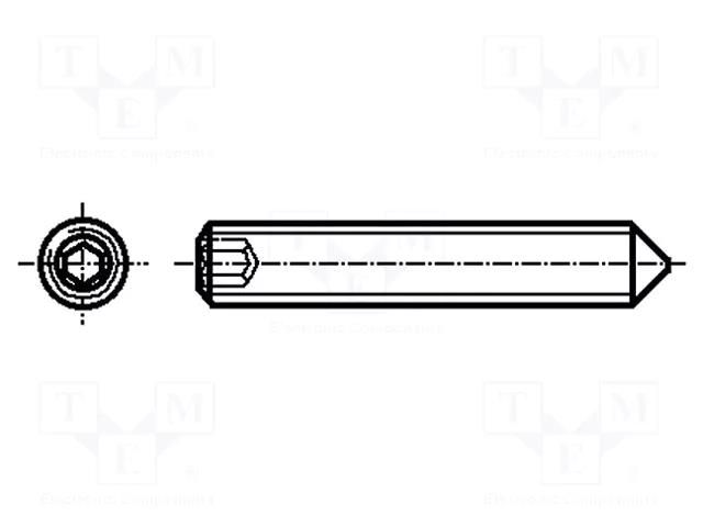 Screw; M4x8; 0.7; Head: without head; hex key; HEX 2mm; steel BOSSARD B4X8/BN25