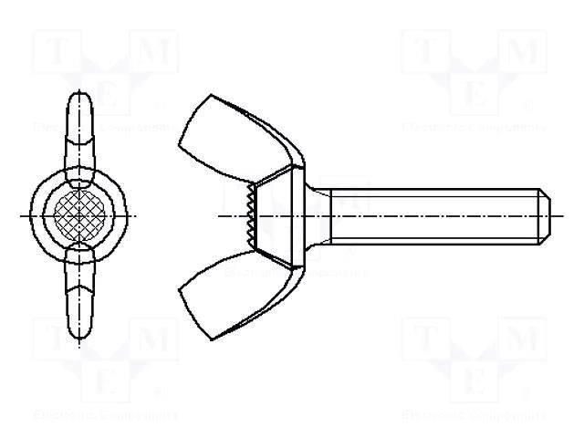 Screw; M8x30; 1.25; Head: wing; steel; zinc; DIN 316; 30mm BOSSARD B8X30/BN276
