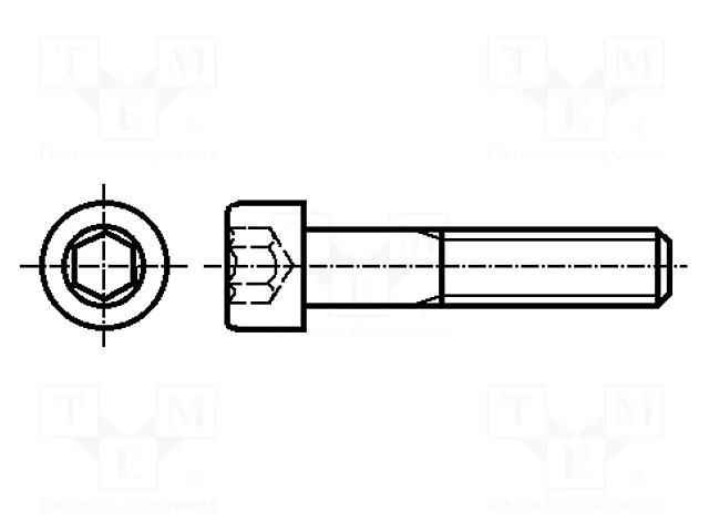 Screw; M3x30; 0.5; Head: cheese head; hex key; HEX 2.5mm; DIN 912 BOSSARD B3X30/BN613