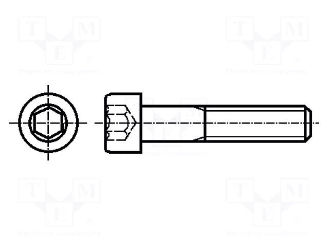 Screw; M8x45; 1.25; Head: cheese head; hex key; HEX 6mm; DIN 912 BOSSARD B8X45/BN613
