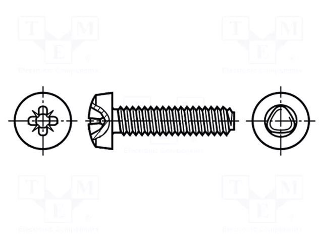 Screw; for metal; 3x20; Head: cheese head; Pozidriv; PZ1; zinc BOSSARD B3X20/BN2724