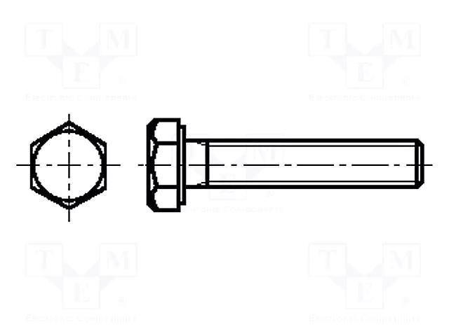Screw; M5x12; 0.8; Head: hexagonal; brass; nickel; DIN 933; ISO 4017 BOSSARD B5X12/BN503