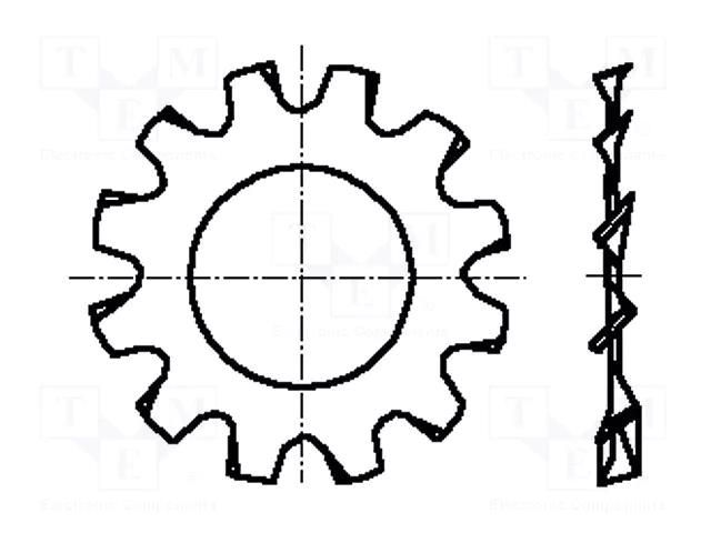 Washer; externally serrated; M5; D=10mm; h=0.6mm; spring steel BOSSARD B5/BN789