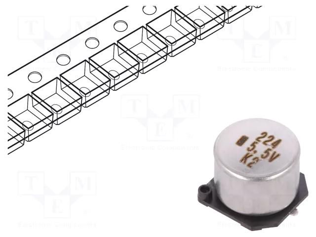 Supercapacitor; SMD; 0.22F; 5.5VDC; -20÷80%; Body dim: Ø10.5x8.5mm KEMET FC0H224ZFTBR24
