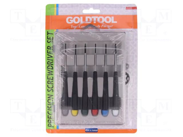 Kit: screwdrivers; bag; precision; Phillips,slot; 6pcs. GOLDTOOL GT-173