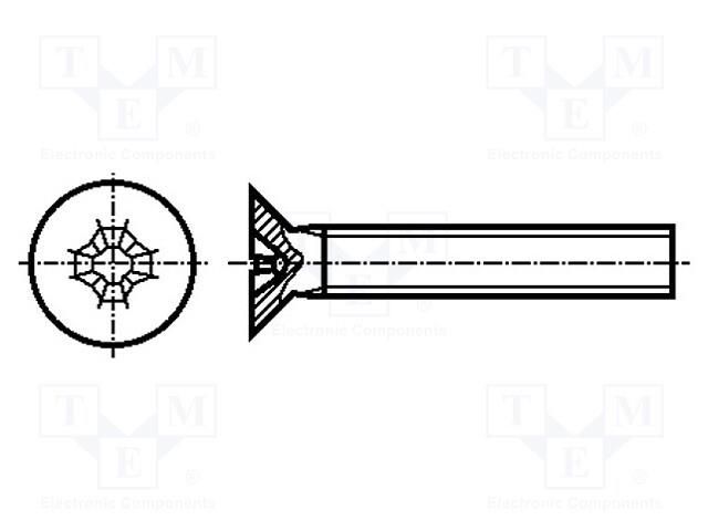 Screw; M3x12; Head: countersunk; Phillips; PH1; steel; zinc BOSSARD B3X12/BN388