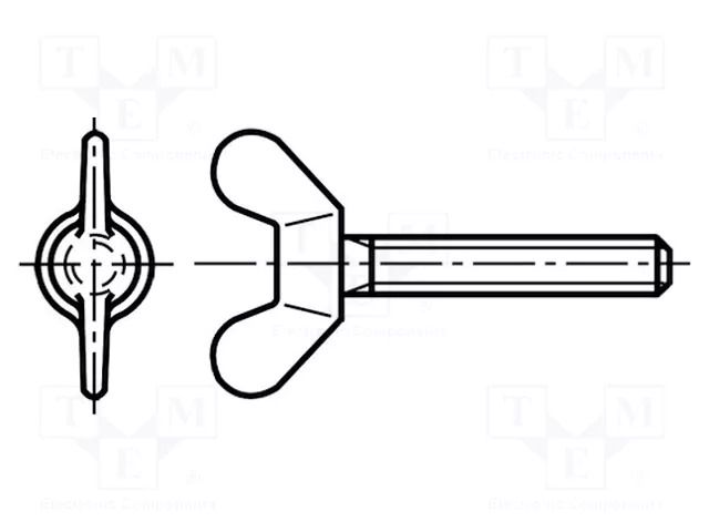 Screw; M6x10; Head: wing; polyamide; DIN 316 BOSSARD B6X10/BN1060