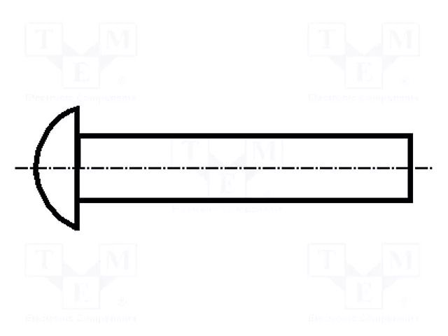 Rivet; brass; Rivet diam: 3.06mm; L.rivet: 4.8mm; Plating: nickel KEYSTONE KEYS3389