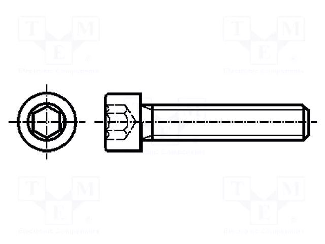 Screw; M4x16; 0.7; Head: cheese head; hex key; HEX 3mm; DIN 912 BOSSARD B4X16/BN612