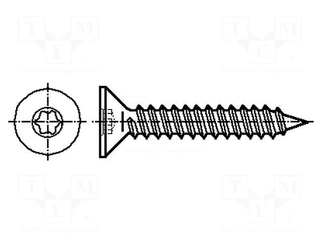 Screw; for metal; 6.3x50; Head: countersunk; Torx®; TX30; zinc BOSSARD B6.3X50/BN11255