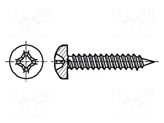 Screw; 2.2x6.5; Head: cheese head; Phillips; PH1; Øhead: 4.2mm KRAFTBERG K2.2X6.5/D7981C-A2