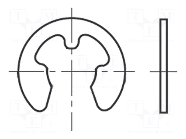 Circlip; spring steel; Shaft dia: 5mm; BN 809; Ring: external BOSSARD B5/BN809