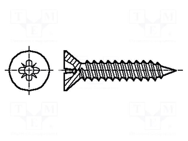 Screw; for metal; 3.5x6.5; Head: countersunk; Pozidriv; PZ2; zinc BOSSARD B3.5X6.5/BN14066