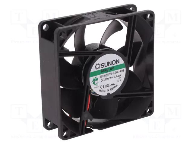 Fan: DC; axial; 12VDC; 80x80x25mm; 69.29m3/h; 33dBA; Vapo; 3200rpm SUNON MF80251V1-A99-A