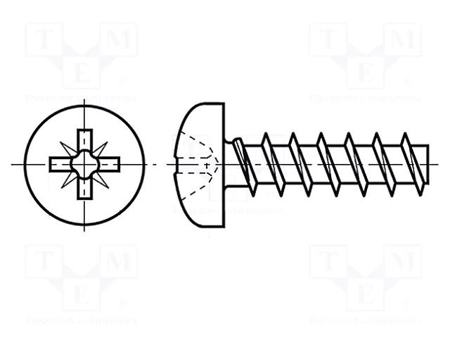 Screw; for plastic; 3x8; Head: cheese head; Pozidriv; PZ1; steel BOSSARD B3X8/BN82428