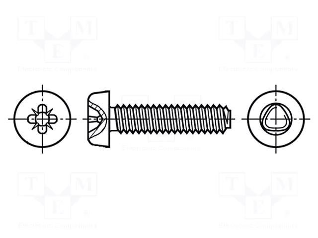 Screw; for metal; 3.5x8; Head: cheese head; Pozidriv; PZ2; zinc BOSSARD B3.5X8/BN2723