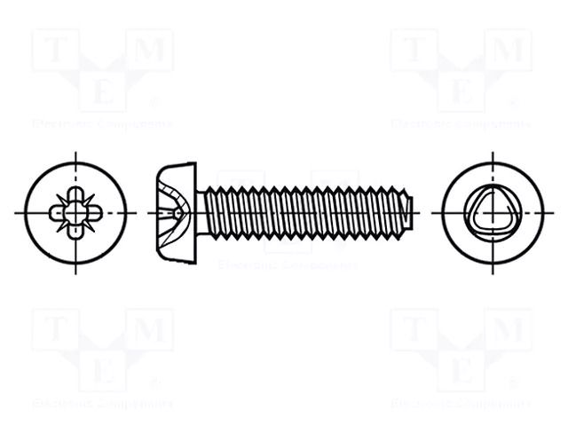 Screw; for metal; 3.5x8; Head: cheese head; Pozidriv; PZ2; zinc BOSSARD B3.5X8/BN2723